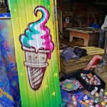 graffiti beach huts